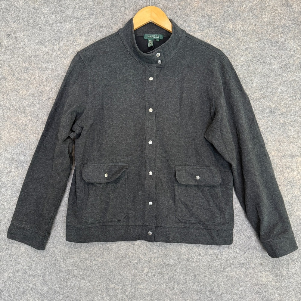 Lauren Ralph Lauren Military Shirt Jacket Shacket Women XL Snap Chore Knit Lined